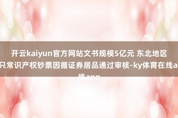 开云kaiyun官方网站文书规模5亿元 东北地区首只常识产权钞票因循证券居品通过审核-ky体育在线app