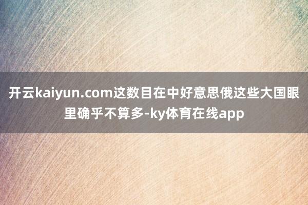 开云kaiyun.com这数目在中好意思俄这些大国眼里确乎不算多-ky体育在线app