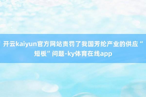 开云kaiyun官方网站责罚了我国芳纶产业的供应“短板”问题-ky体育在线app