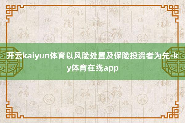 开云kaiyun体育以风险处置及保险投资者为先-ky体育在线app