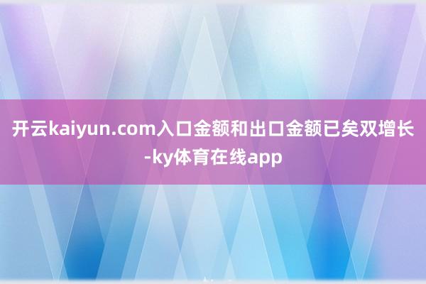 开云kaiyun.com入口金额和出口金额已矣双增长-ky体育在线app