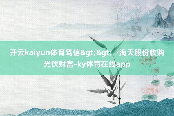 开云kaiyun体育笃信>> ·海天股份收购光伏财富-ky体育在线app