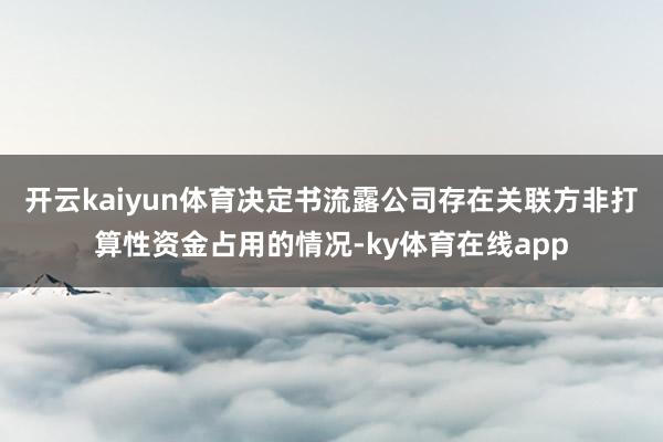 开云kaiyun体育决定书流露公司存在关联方非打算性资金占用的情况-ky体育在线app