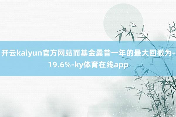 开云kaiyun官方网站而基金曩昔一年的最大回撤为-19.6%-ky体育在线app