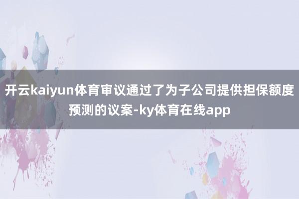 开云kaiyun体育审议通过了为子公司提供担保额度预测的议案-ky体育在线app