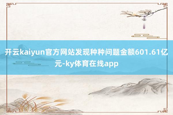 开云kaiyun官方网站发现种种问题金额601.61亿元-ky体育在线app